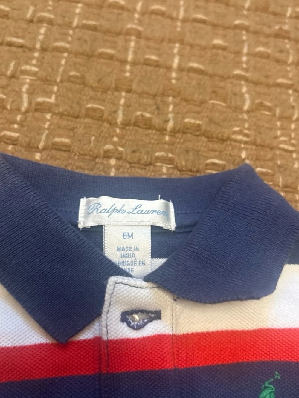 Ralph Lauren Navy Multi-Color Striped Polo and Navy Embroidered Shorts Set